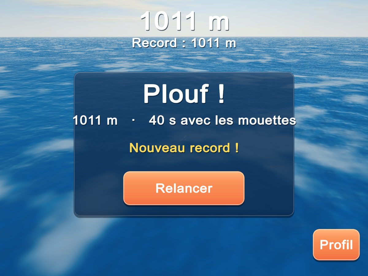 La carte de fin de vol avec la distance et le nouveau record